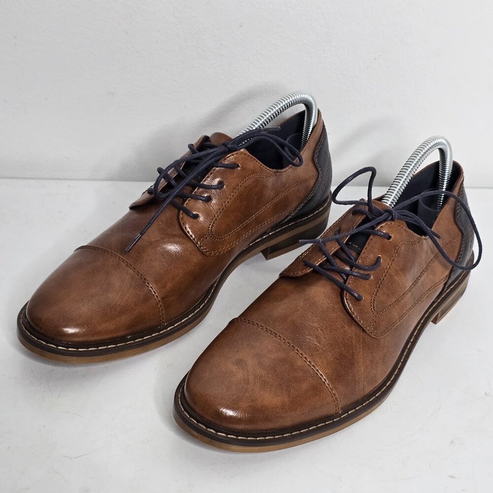 Restoration Mens Oxford Lowry Dress‎ Shoes Size 7.5 Brown Two Toned Cap Toe Lace